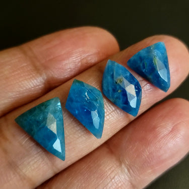 Natural Apatite Rose Cut(flat base) Cabochons LOT/4Pcs.